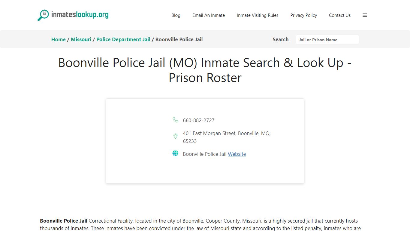 Boonville Police Jail (MO) Inmate Search & Look Up - Prison Roster